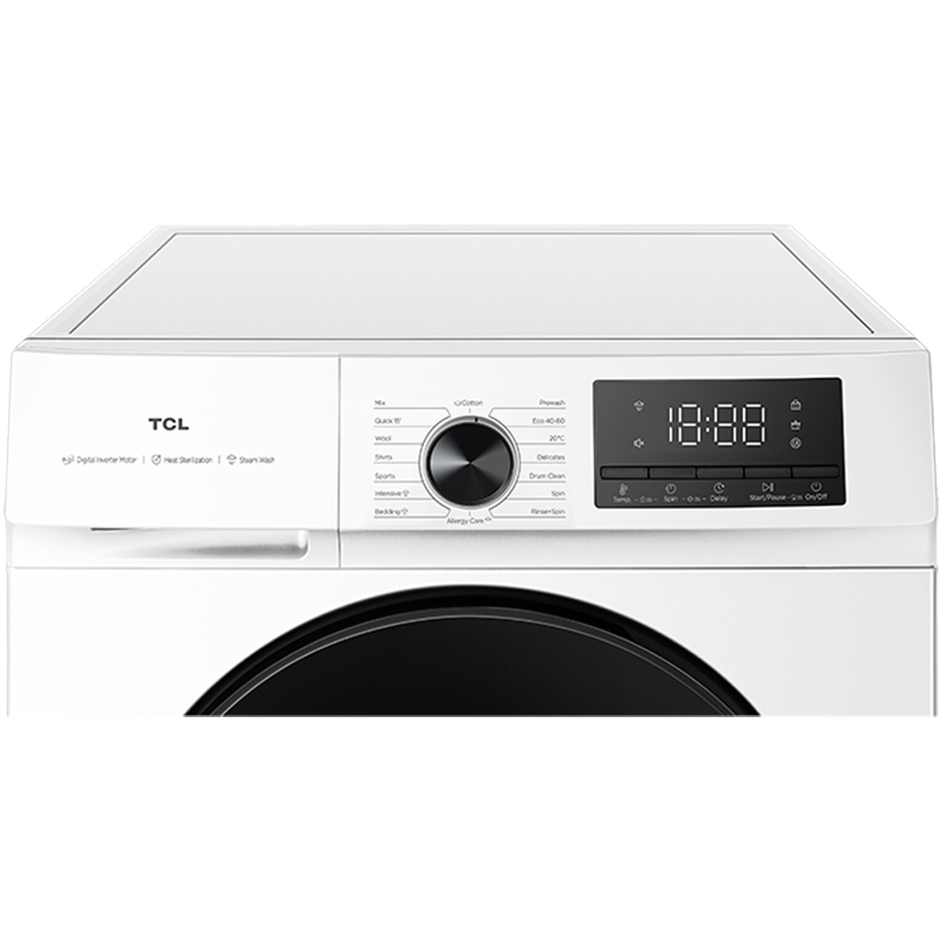Masina de spalat rufe TCL FF0924SA2, 9 kg, 1400 RPM, Clasa A-10%, Digital Inverter Motor BDLC, MAGIC Flow, Steam Wash, Drum Clean, Honeycomb Drum, Quick Wash 15', 24 Hour Delay, Add Garment, 16 Programe, Alb