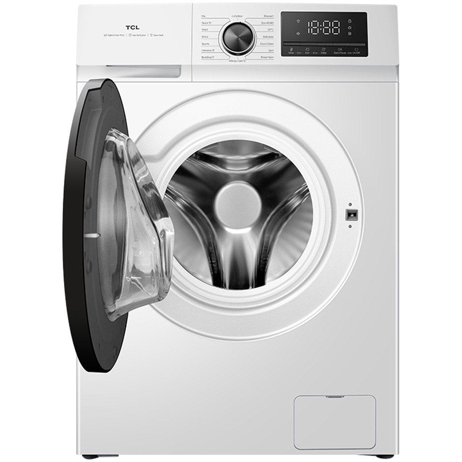 Masina de spalat rufe TCL FF0924SA2, 9 kg, 1400 RPM, Clasa A-10%, Digital Inverter Motor BDLC, MAGIC Flow, Steam Wash, Drum Clean, Honeycomb Drum, Quick Wash 15', 24 Hour Delay, Add Garment, 16 Programe, Alb