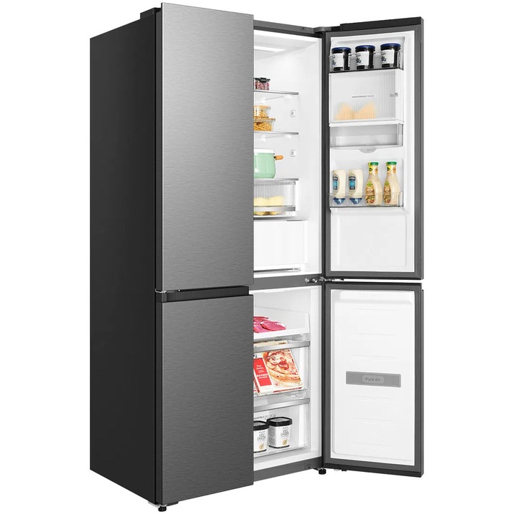 Side by Side Cross Door TCL RC518CXD0, 518 l, FREE BUILT-IN, Total No Frost, Display Touch, Metal Cooling, T-Fresh, Multi Air-Flow, Pure Air, Zona Convertibila (-20/0/5 °C), AI Radar, Dozator de Apa, Clasa D, H 190 cm, Galaxy Inox - Imaginea 4 din 17