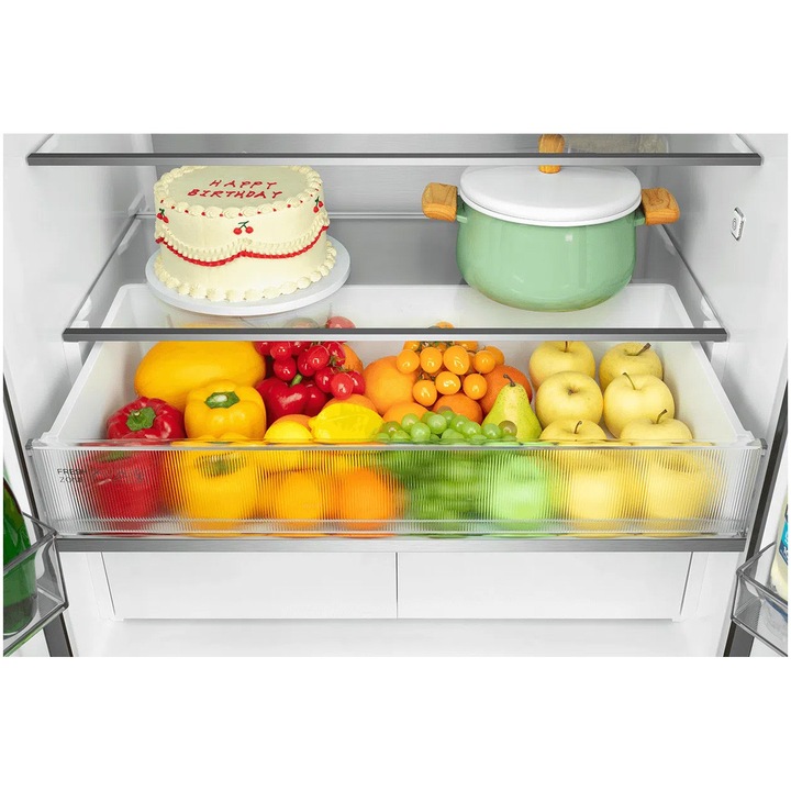 Side by Side Cross Door TCL RC518CXD0, 518 l, FREE BUILT-IN, Total No Frost, Display Touch, Metal Cooling, T-Fresh, Multi Air-Flow, Pure Air, Zona Convertibila (-20/0/5 °C), AI Radar, Dozator de Apa, Clasa D, H 190 cm, Galaxy Inox - Imaginea 17 din 17