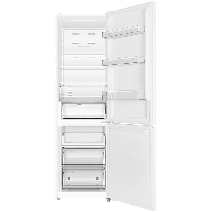 Combina frigorifica TCL MEGA Space RP409BWE0, 409L, Total No Frost, Compresor Inverter, Display Touch, T-Fresh, Multi-air flow, Power Cool, Power Freeze, Sertar Crisper, Usa reversibila, deschidere 90°, Maner retras, Iluminare LED, Clasa E, H 185 cm, Alb