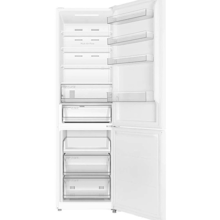 Combina frigorifica TCL MEGA Space RP456BWE0, 456L, Total No Frost, Compresor Inverter, Display Touch, T-Fresh, Multi-air flow, Power Cool, Power Freeze, Sertar Crisper, Usa reversibila, deschidere 90°, Maner retras, Iluminare LED, Clasa E, H 201 cm, Alb
