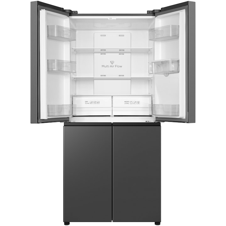 Side by Side TCL Croos Door RP466CSE1, 466 L, Total No Frost, Dozator de apa, Power Cool, Power Freeze, Compresor Inverter, AAT - Automatic Anion-releasing Technology, Touch Control Digital Display, Multi Air-Flow, 4 usi, Clasa E, Gri Quartz - Imaginea 4 din 11