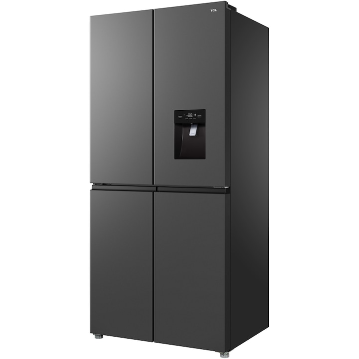 Side by Side TCL Croos Door RP466CSE1, 466 L, Total No Frost, Dozator de apa, Power Cool, Power Freeze, Compresor Inverter, AAT - Automatic Anion-releasing Technology, Touch Control Digital Display, Multi Air-Flow, 4 usi, Clasa E, Gri Quartz - Imaginea 2 din 11