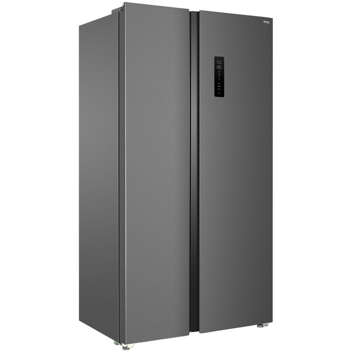 Side by Side TCL RP505SSE2, 505 l, Total No Frost, Compresor Inverter, Touch Control Digital Display, AAT Technology, Iluminat LED, Sertar Crisper x 2, Swing Flow, Power cool & freeze, Clasa E, H 177 cm, Gri Quartz - Imaginea 2 din 9