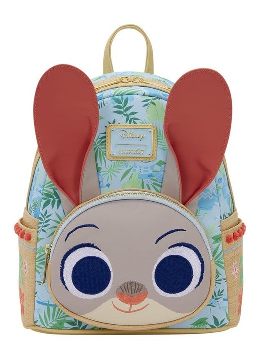 LOUNGEFLY, Ökológiai bőr mini hátizsák, 3D fülekkel és hímzett részletekkel, Judy Hopps modell, Többszínű, 32x26x18 cm
