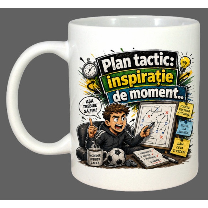 Cana Plan Tactic Inspiratie De Moment Antrenor, Cadou, Sarbatori, Cri-Flo, Culoare Alb, 330 ml