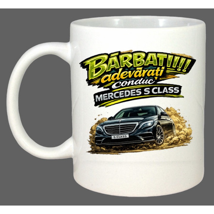 Cana Barbatii Adevarati Conduc Mercedes S Class V2, Cadou, Sarbatori, Cri-Flo, Culoare Alb, 330 ml