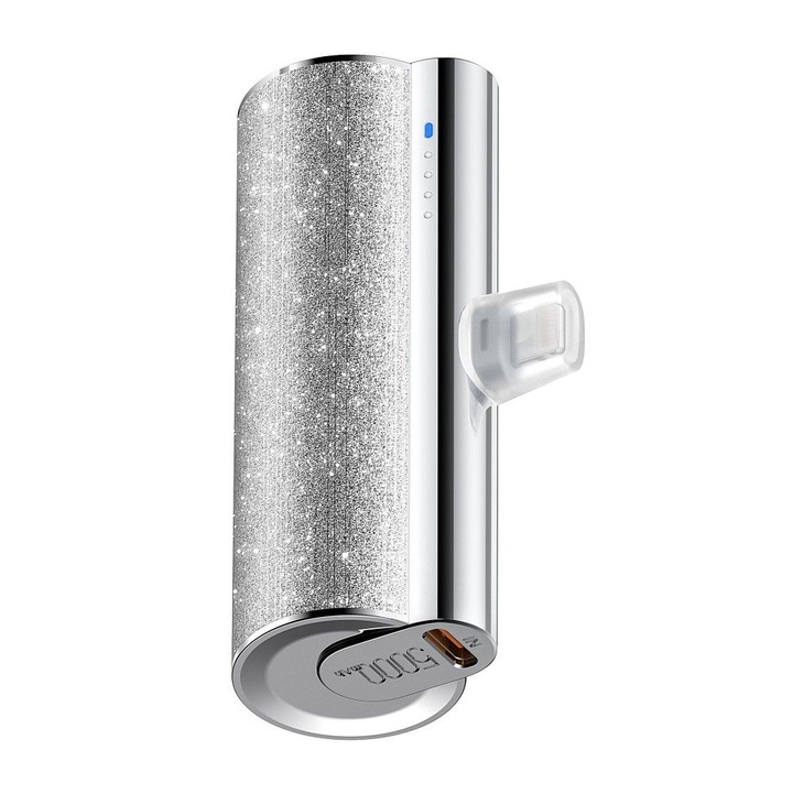 Външна батерия Veger PlugOn (W0573P), PD QC3.0, 2, 4A, 12W, 5000 mAh, Lightning, Сребрист