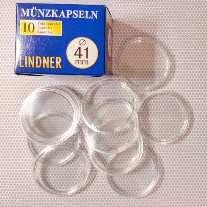 Capsule arhivare Lindner, set 10 buc, transparent, 41mm