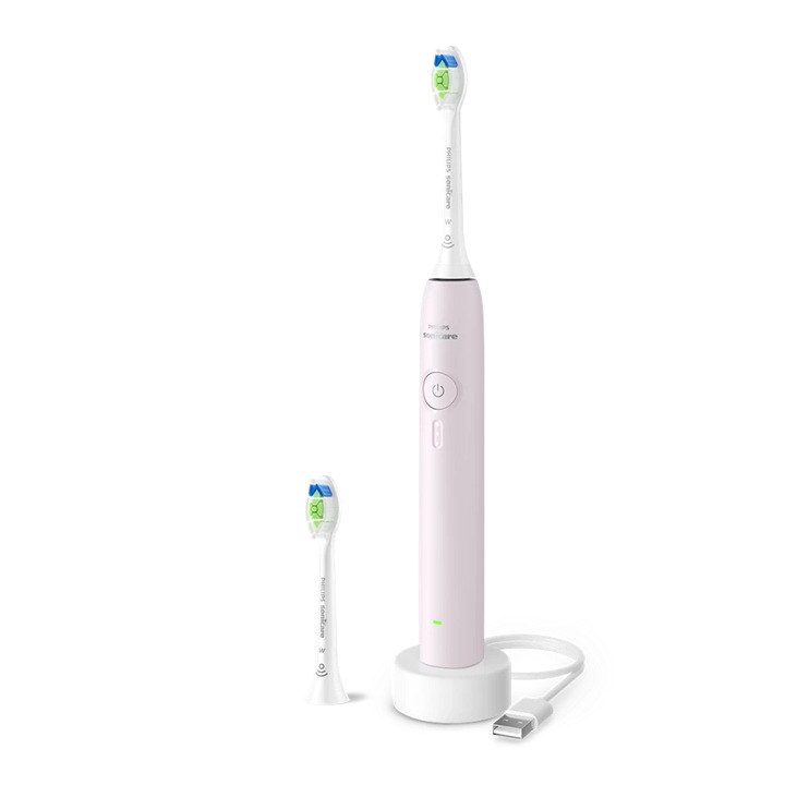 Philips Series 3100 HX4032/03 elektromos fogkefe, 3 sebességfokozat, SmartTimer és Quadpacer, 2 kefefej mellékelve, Akár 14 napos üzemidő, Rózsaszín
