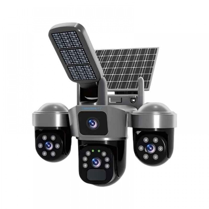 Соларна 4G IP камера TheMaster L388DS, 9MP, 3 обектива, LED осветление, 360° покритие