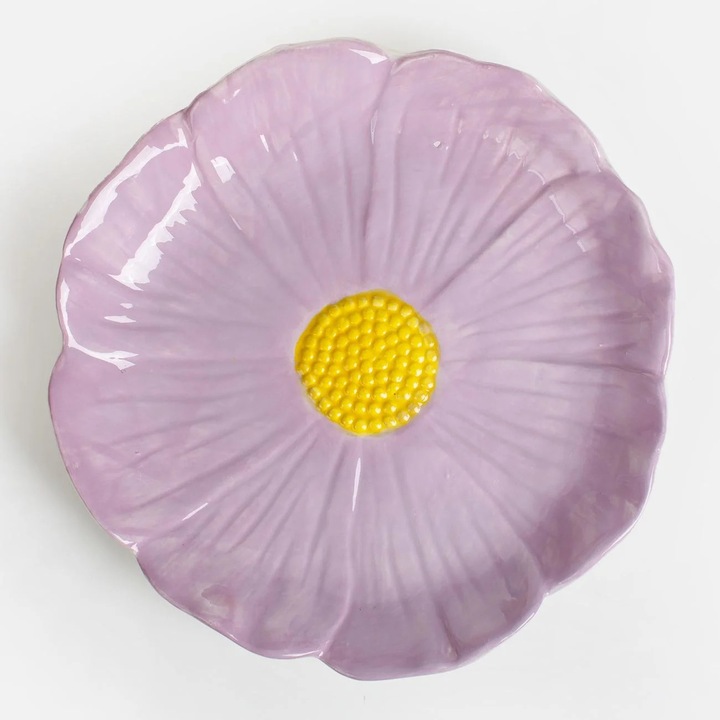 Lila virág alakú kerámia tányér Ø22cm