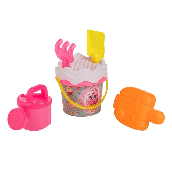 Плажна кофа Розова с модел Candies Ø13x15см & 4 аксесоара