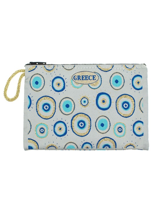 Arany Csillogó Szem Mintás Pénztárca & "Greece" Felirat 15x10cm