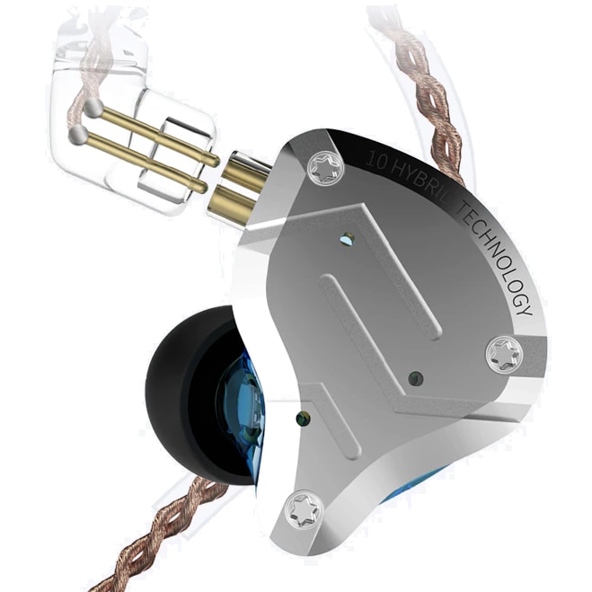 Căști audio cu fir KZ Acoustics ZS10 PRO, 4 drivere balansate + 1 dinamic, negru, in-ear