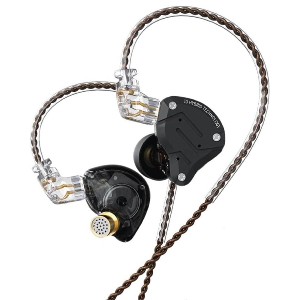 Căști audio cu fir KZ Acoustics ZS10 PRO, 4 drivere balansate + 1 dinamic, negru, in-ear