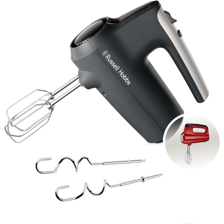Russell Hobbs 27151-56 Desire kézi mixer, 350W, 5 sebesség + turbó, mosogatógépben mosható króm tartozékok, Matt Szénszürke