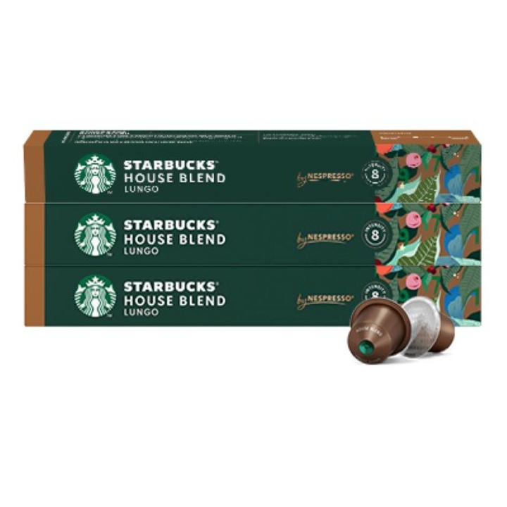 Комплект 3 опаковки кафе капсули, STARBUCKS by Nespresso, House Blend, 3 х 10 бр., 30 бр.-156g