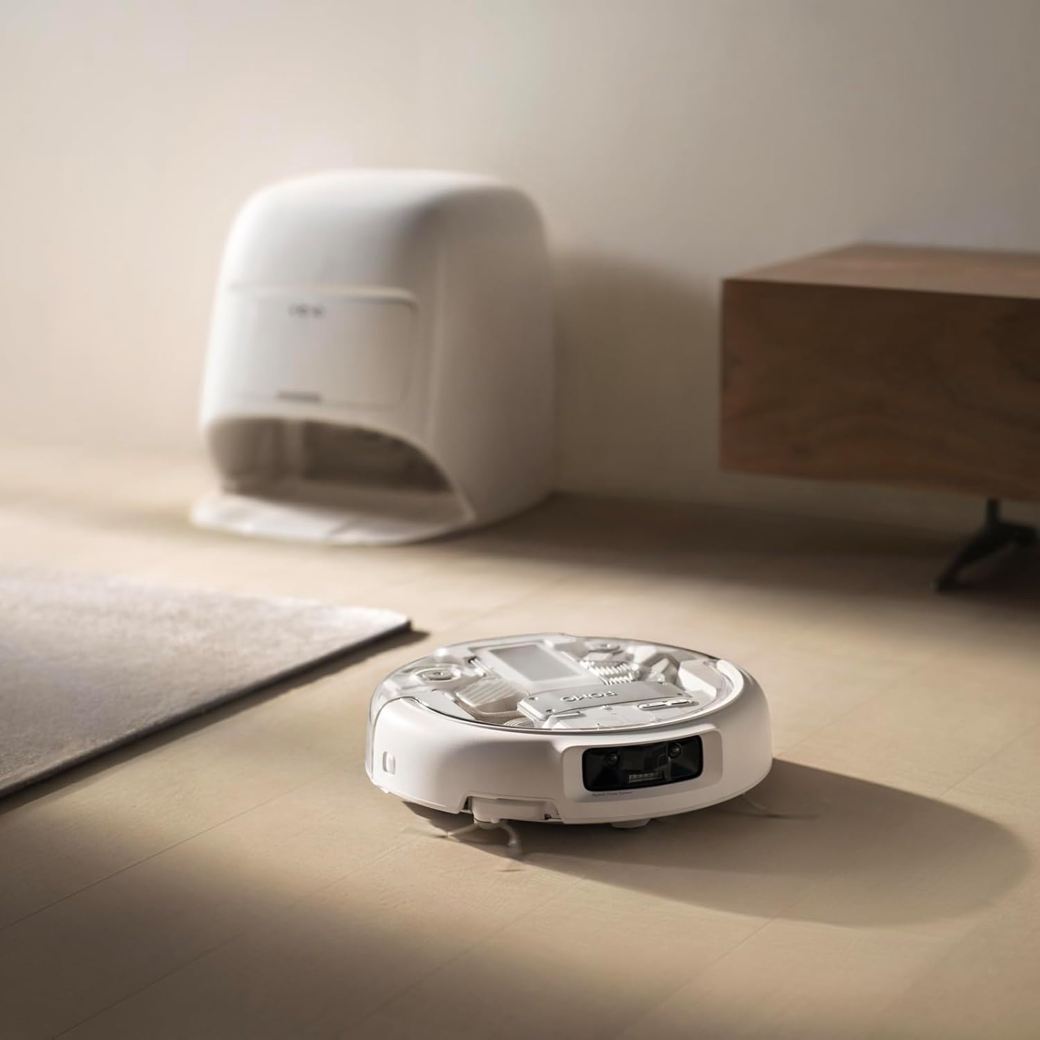 Robot aspirator cu mop DJI Romo A Robot Vacuum Cleaner, 25.000 Pa, statie auto-curatare, cartografiere AI, anti-incurcare par, control aplicatie