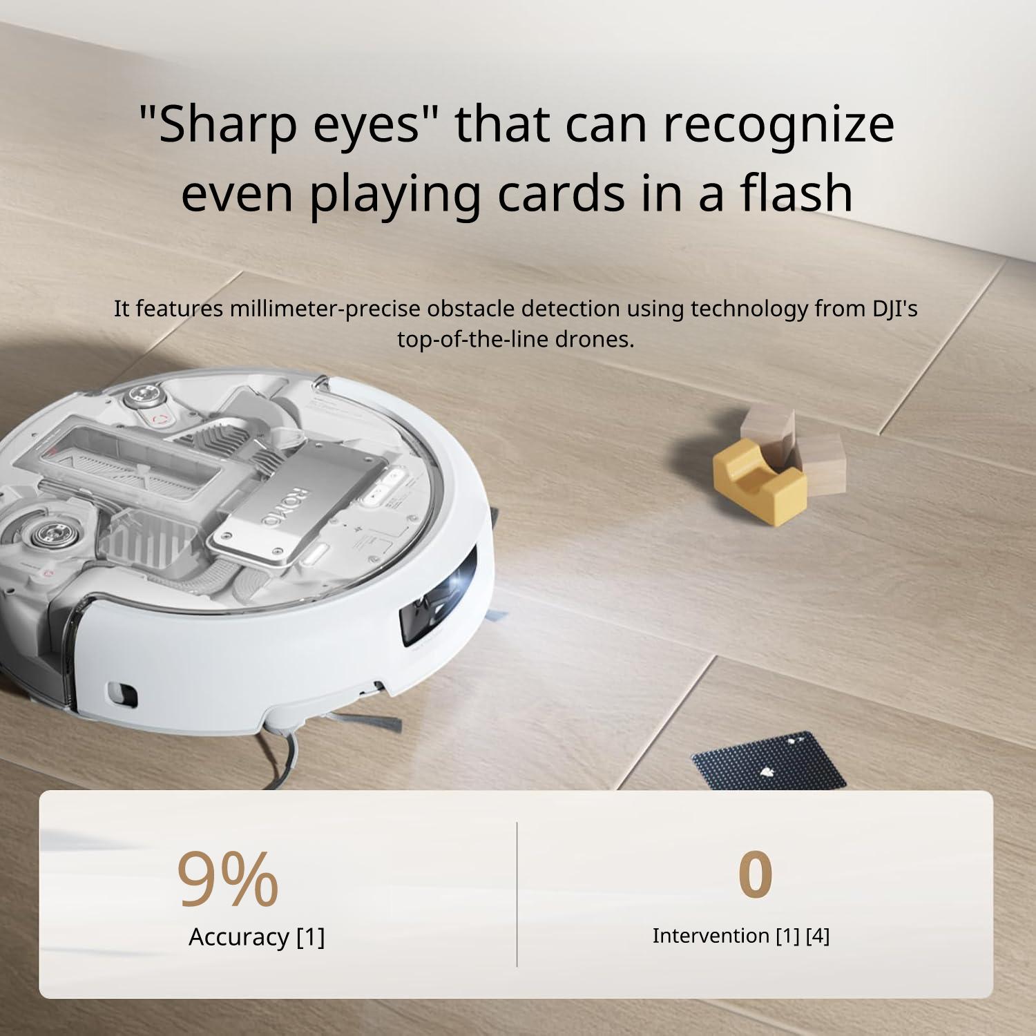 Robot aspirator cu mop DJI Romo A Robot Vacuum Cleaner, 25.000 Pa, statie auto-curatare, cartografiere AI, anti-incurcare par, control aplicatie