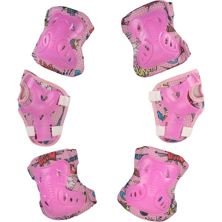 Set protectii copii Action One Miniguard, genunchiere, cotiere si aparatori incheieturi, marimea S, purple