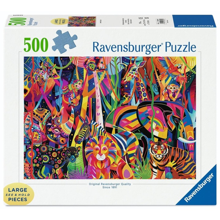 Пъзел Ravensburger Jeweled Jungle, големи части, Многоцветен, 500 части