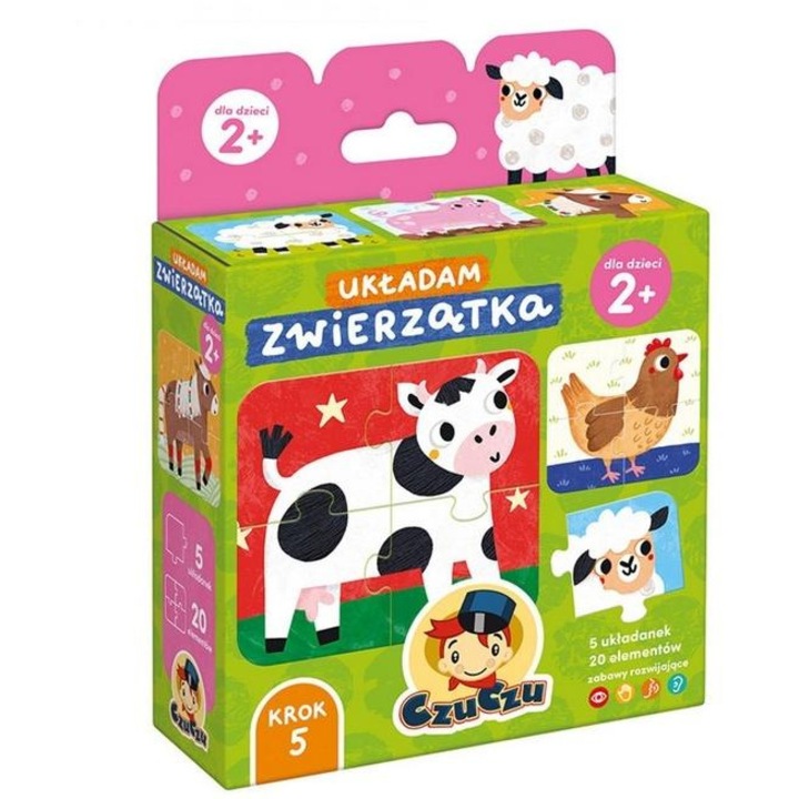 Пъзел Животни, Bright Junior Media, комплект от 5 части, многоцветен