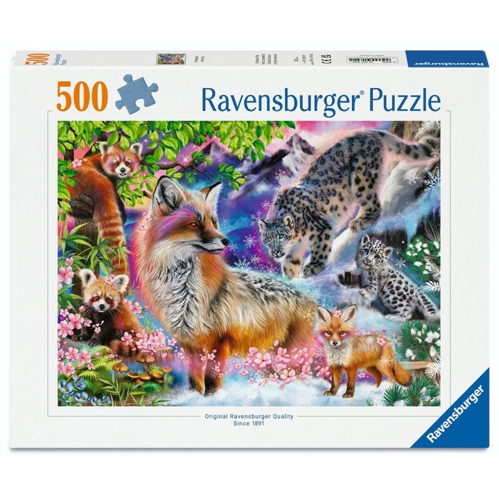 Puzzle Ravensburger Himalayan Harmony, 500 piese, calitate premium, ilustratie animale salbatice, multicolor