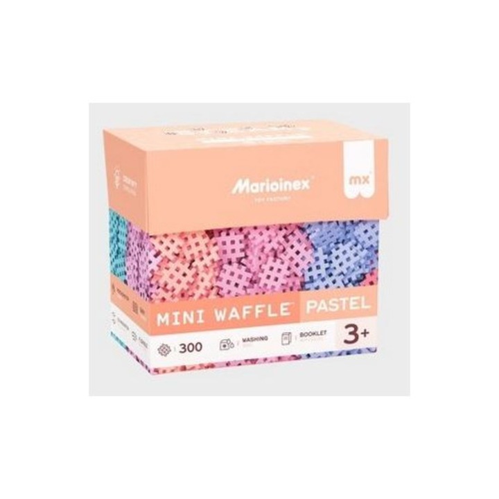 Конструктор Marioinex Mini Waffle, пастелен комплект за построяване, за 3+ години, многоцветен, 400 части