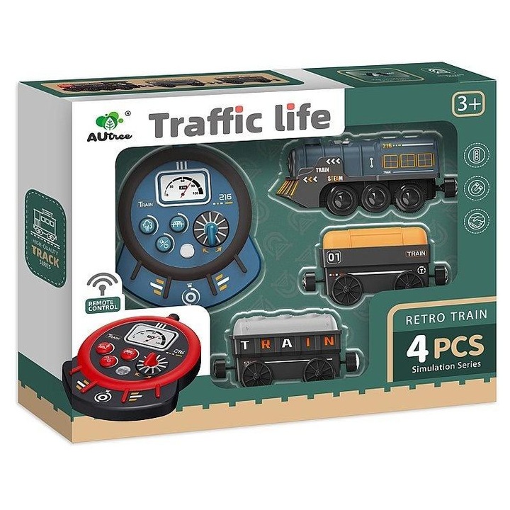 Figurina ADAR tren electric cu efecte luminoase si sonore multicolor 0x22x26cm
