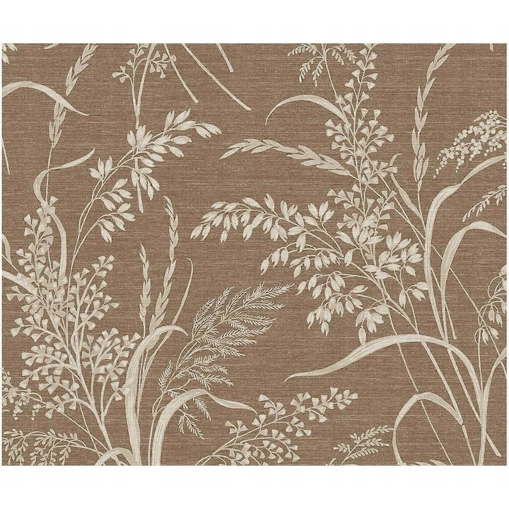 KBM vlies vinyl tapéta, természetes virágmintás fali tapéta, mosható és ellenálló, barna/bézs, 10 m, 53 cm