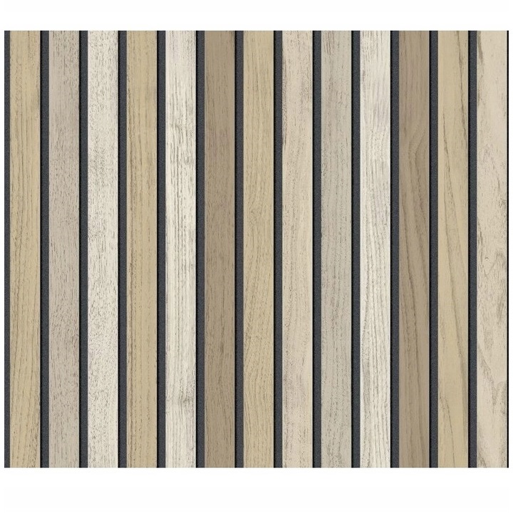 Tapet vinilic pe suport netesut KBM, imitatie lamele lemn, maro, 53x1000cm