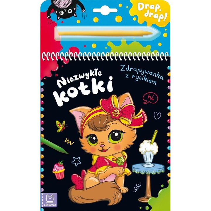 Carte de razuit Aksjomat Pisicute neobisnuite, caiet de activitati cu stylus, coperta tare, Multicolor, 1 buc