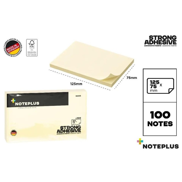 MP Main Paper öntapadós jegyzetlapok 125x75mm, 100 db-os szett, sárga