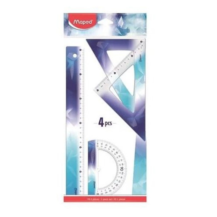 Maped Arctic 4 részes többszínű geometriai készlet, 30 cm-es vonalzóval