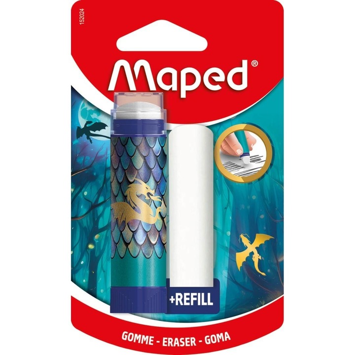 Многоцветна гума Maped Dragon с резерви 0x3x8см