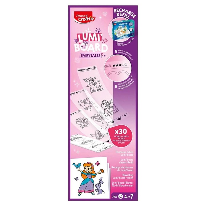 Set sabloane Maped Creativ LumiBoard, 30 foi, multicolor