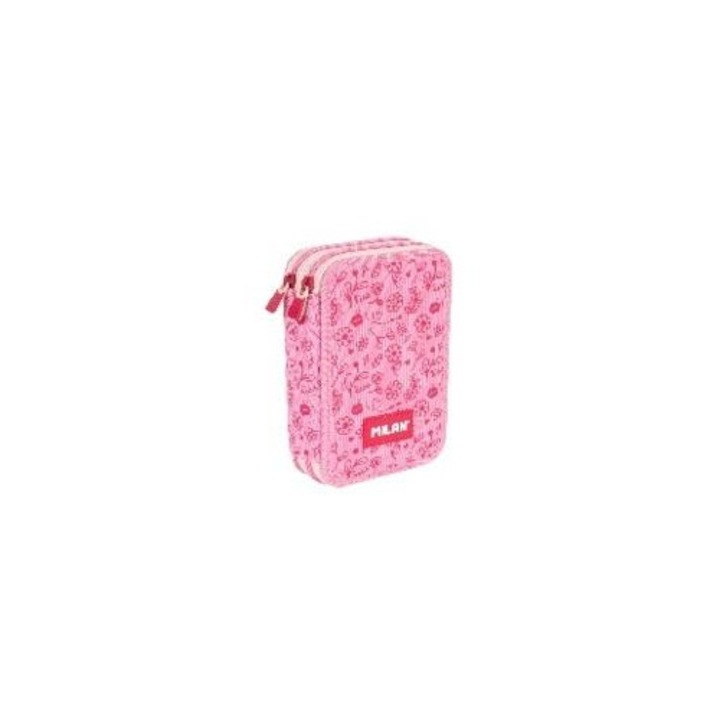 Penar scolar dublu compartiment Milan multicolor cu accesorii