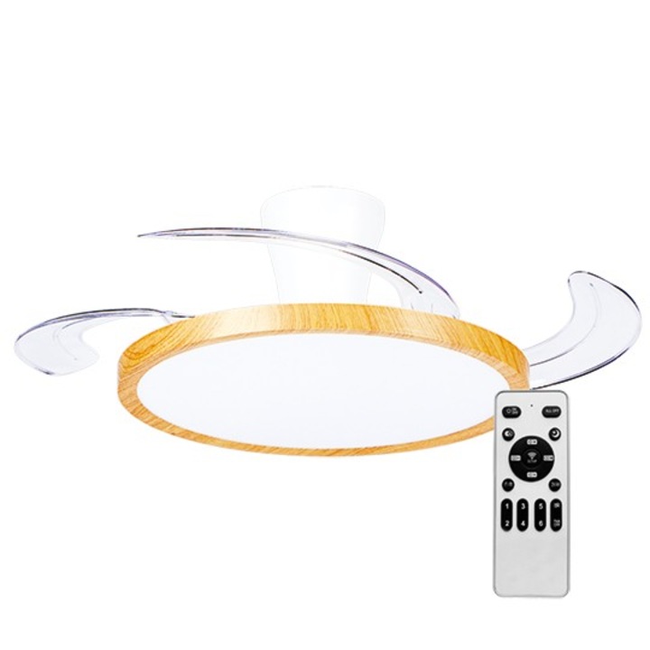 MITEA Lighting MV5040-WD - Вентилатор за таван 30W със LED осветление 30W, CCT 3000 ~ 6500 K, дист. управление, дървесен цвят
