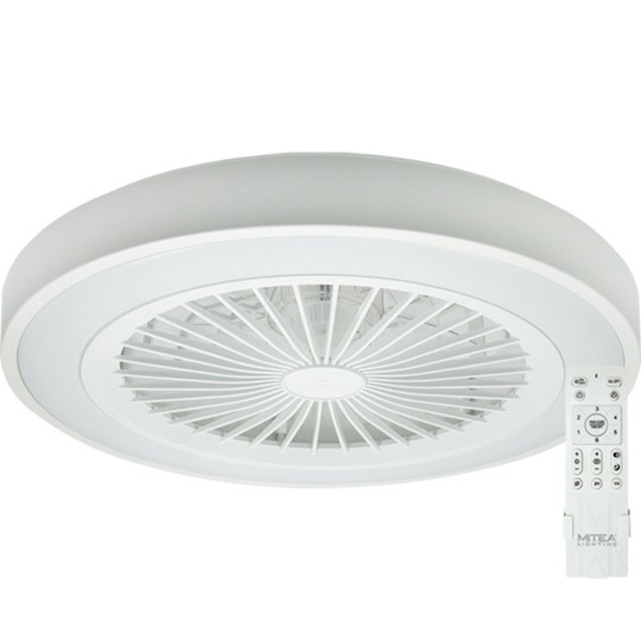 MITEA Lighting MV5020-W-2 - Вентилатор за таван 20W със LED осветление 25W, CCT 3000 ~ 6500 K, дистанционно управление, бял