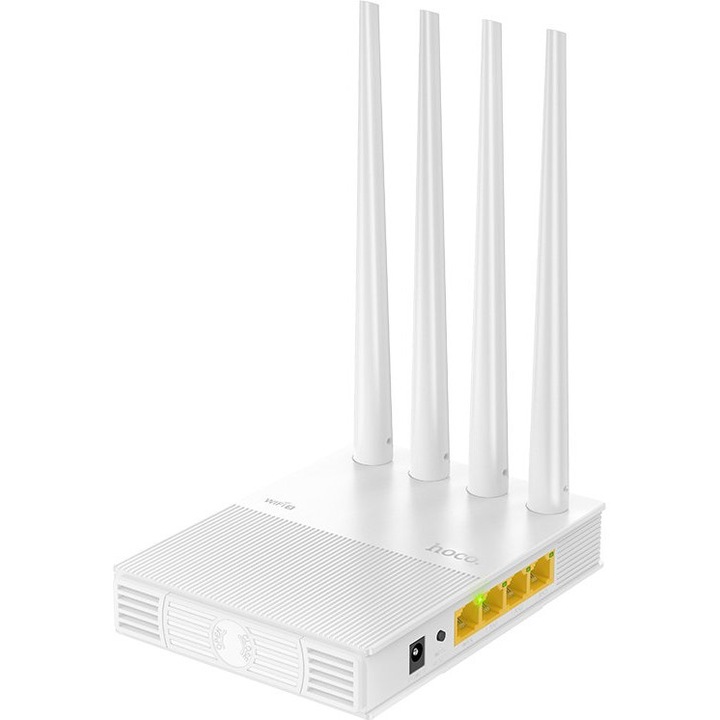 Router wifi Hoco HI31 wifi5 dual-band 1200Mbps, 4x5dBi, 1 x 10/100Mbps WAN + 3 x 10/100Mbps LAN RJ45, alb