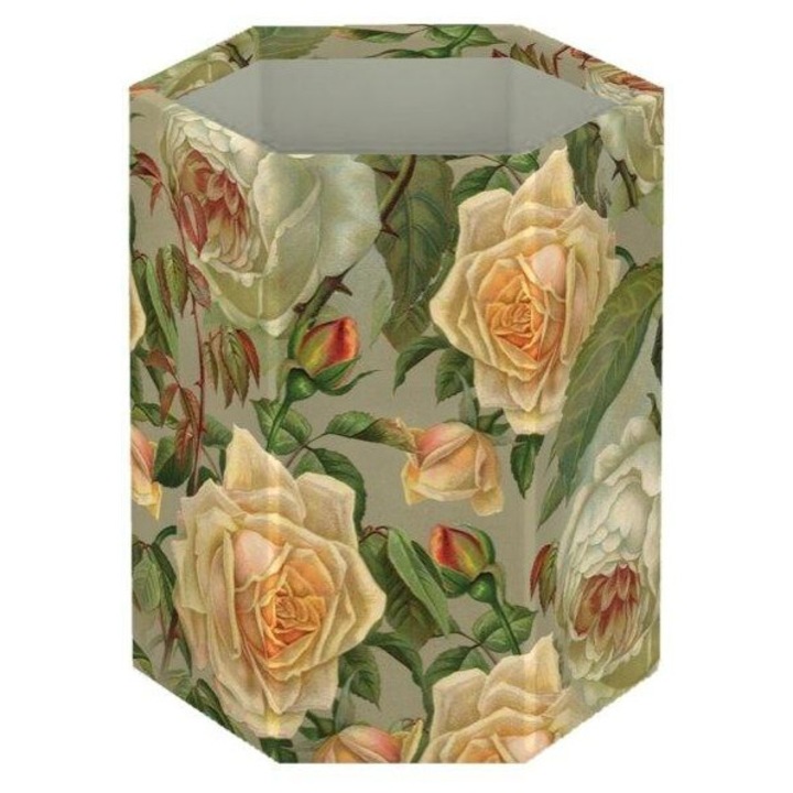 Organizator pentru pixuri Skona Ting, hexagonal pliabil cu imprimeu trandafiri galbeni, multicolor