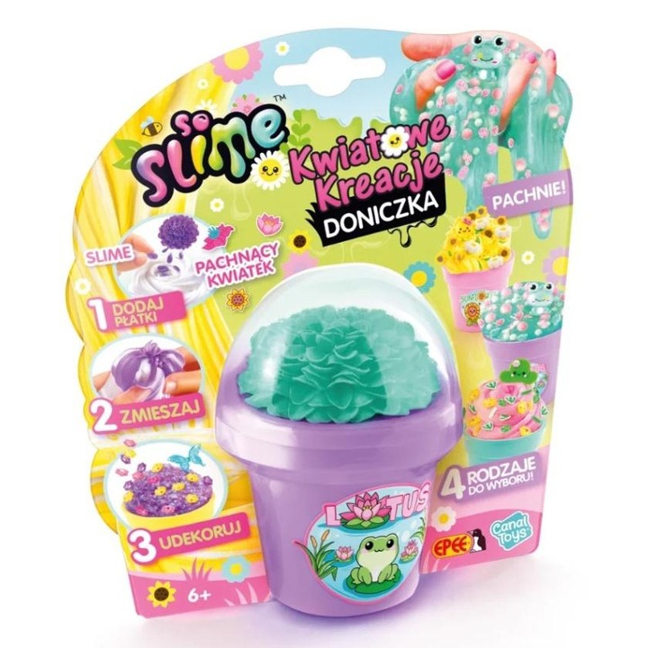 Set creativ slime Epee Creatii florale Lotus, slime parfumat cu petale si elemente decorative, Multicolor, 1 buc