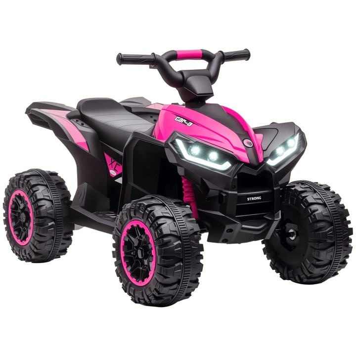 ATV Quad electric pentru copii, Vehicul ride-on 370-235V90Hp, Baterie 12V, 2 motoare, Certificat CE, 83×53×55, 5 cm, 3–5 ani, Roz