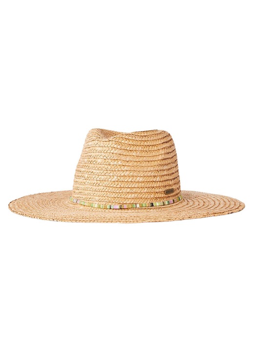 Rip Curl, Панама шапка от слама (wheat grass) с широка периферия, тясна раирана лента с лурекс акценти, метален детайл, Classic Surf, Tobacco, S