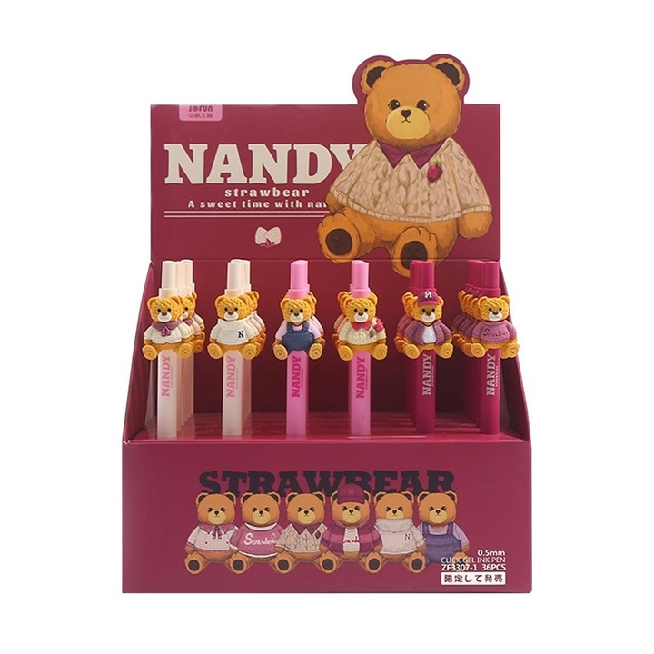 Cresco Nandy Strawbear gél toll készlet 36 db 0,5mm