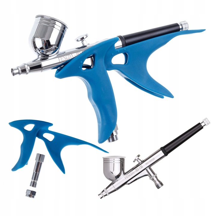 Fengda BD-130 airbrush készlet, precíziós, dupla működésű, 0.2mm, 7cc, fehér