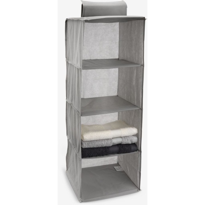 Függő ruhatároló MAGNE 30x84x30 cm szürke, 5 rekeszes, textil polc szekrénybe, helytakarékos gardrób rendszerező