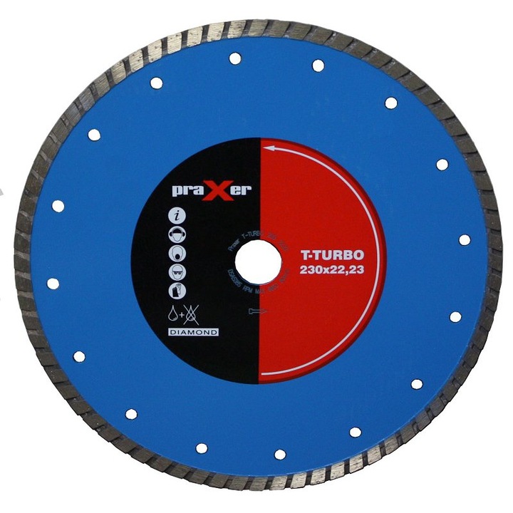 Praxer T-TURBO gyémánttárcsa, 230mm, gyors, ellenálló, szürke